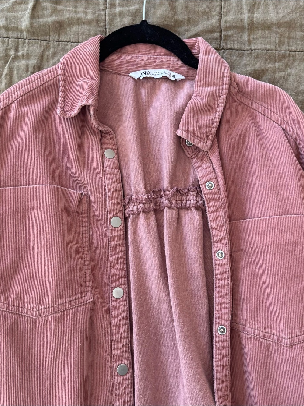 ZARA Dusty Rose Corduroy Shacket Jacket